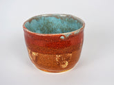 Ceramic Handbuilt Organiser, Blue And Orange Pot 11 cm x 7 cm