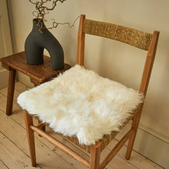 Sheepskin Seat Pad - Square Pure White Sheepskin Seat Cover