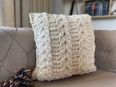 Warm Cream Hand Knit Pillow Cover, Chunky Hand Knit Pillow Cover, Cable Knit Pillow Case, Home Decorative, Knitted Throw Pillow