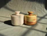 Marble Salt Cellar with Lid - Set of Two 3" Salt and Pepper Cellar, Salt Jar, Sugar Pot, Salt Box, Sugar Bowl