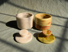 Marble Salt Cellar with Lid - Set of Two 3" Salt and Pepper Cellar, Salt Jar, Sugar Pot, Salt Box, Sugar Bowl