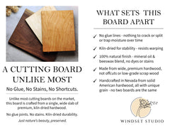 Solid One Piece Cutting Board – Walnut, Cherry, Maple – Single Piece of Hardwood No Glue, Wooden Charcuterie Board