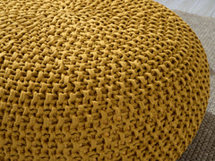 Knitted Floor Pillow, Round Cushion, 30 cm Diameter, 16 cm Height, 100% Cotton