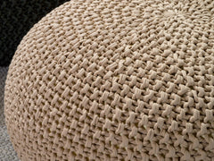 Knitted Floor Pillow, Round Cushion, 30 cm Diameter, 16 cm Height, 100% Cotton