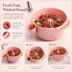 Ceramic Berry Washing Bowl with Vortex Rinsing Design