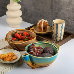 Ceramic Berry Washing Bowl with Vortex Rinsing