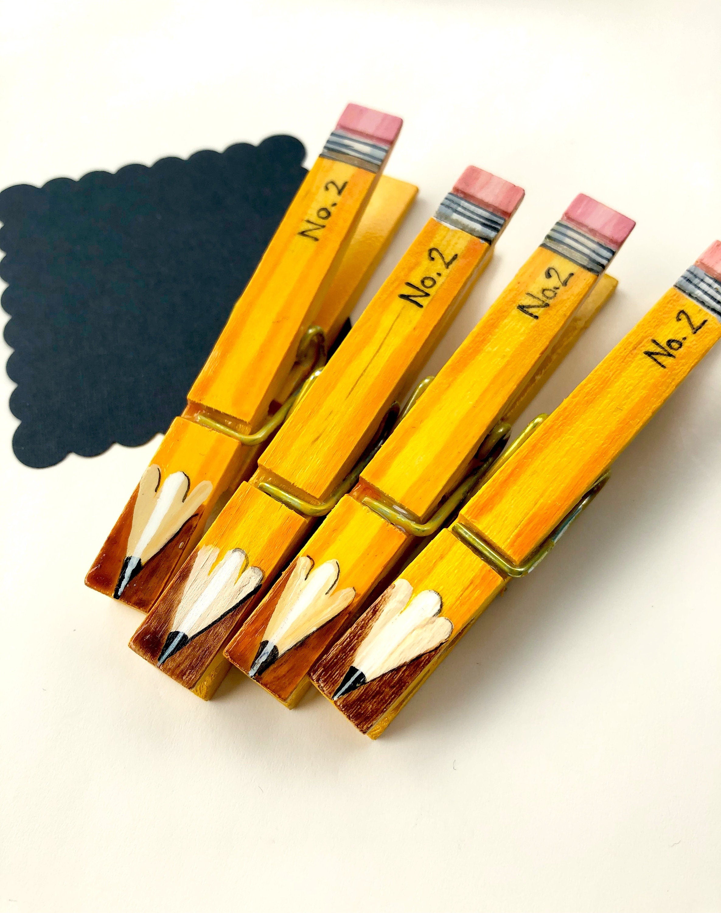 Pencil Clothespin Magnets, Set of 4