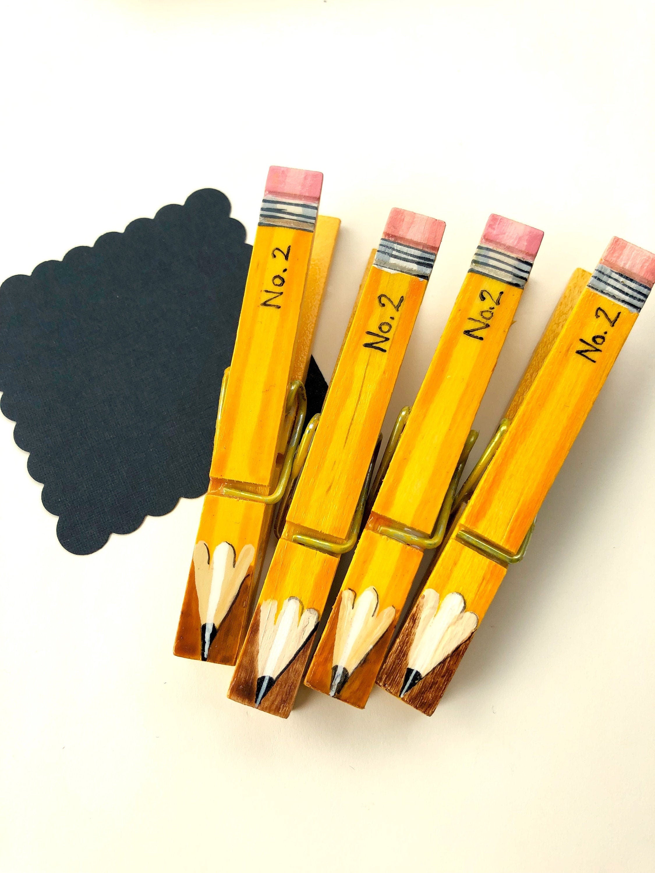 Pencil Clothespin Magnets, Set of 4