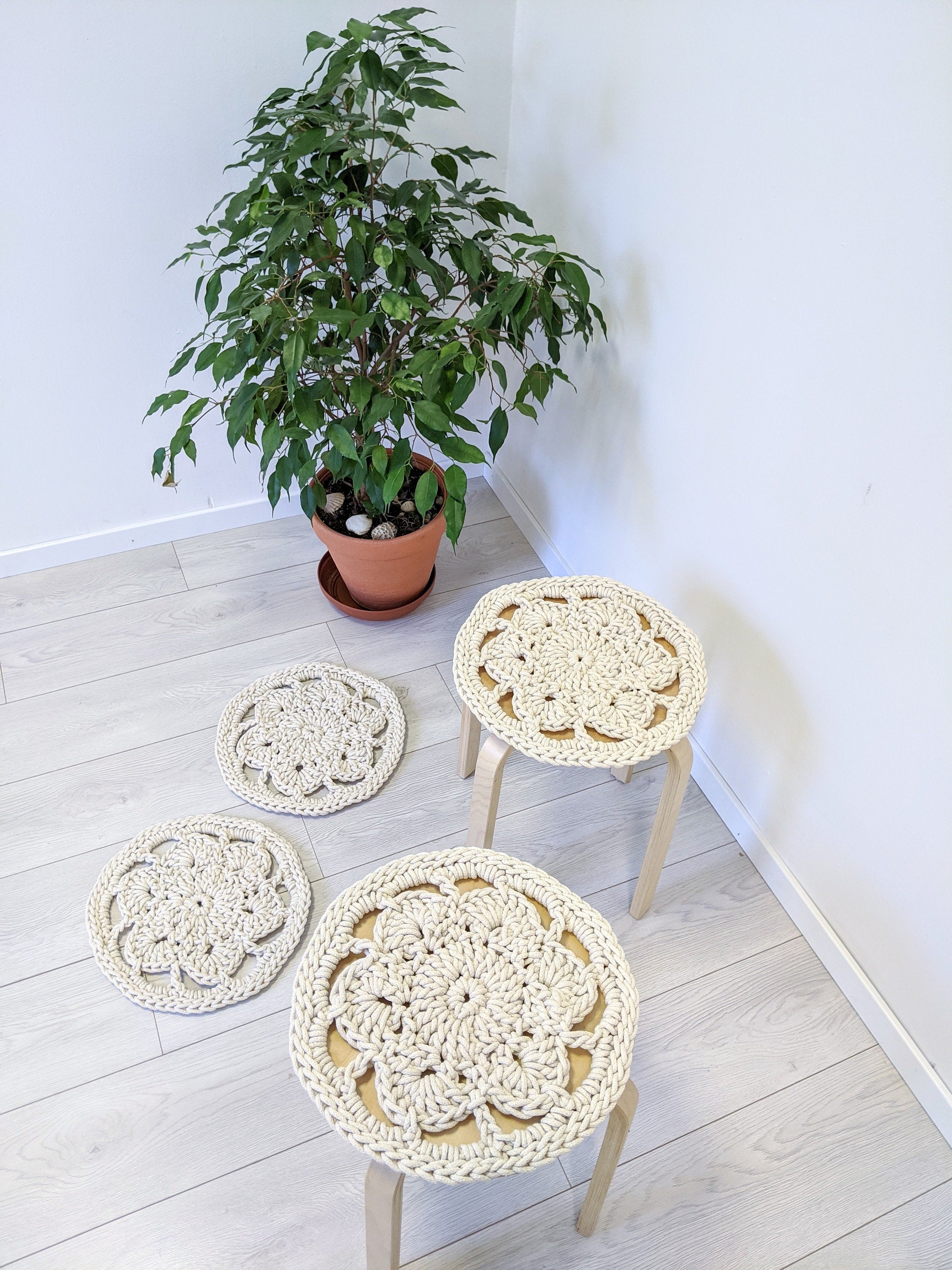 Cotton Chair Pad Cushion - Beige