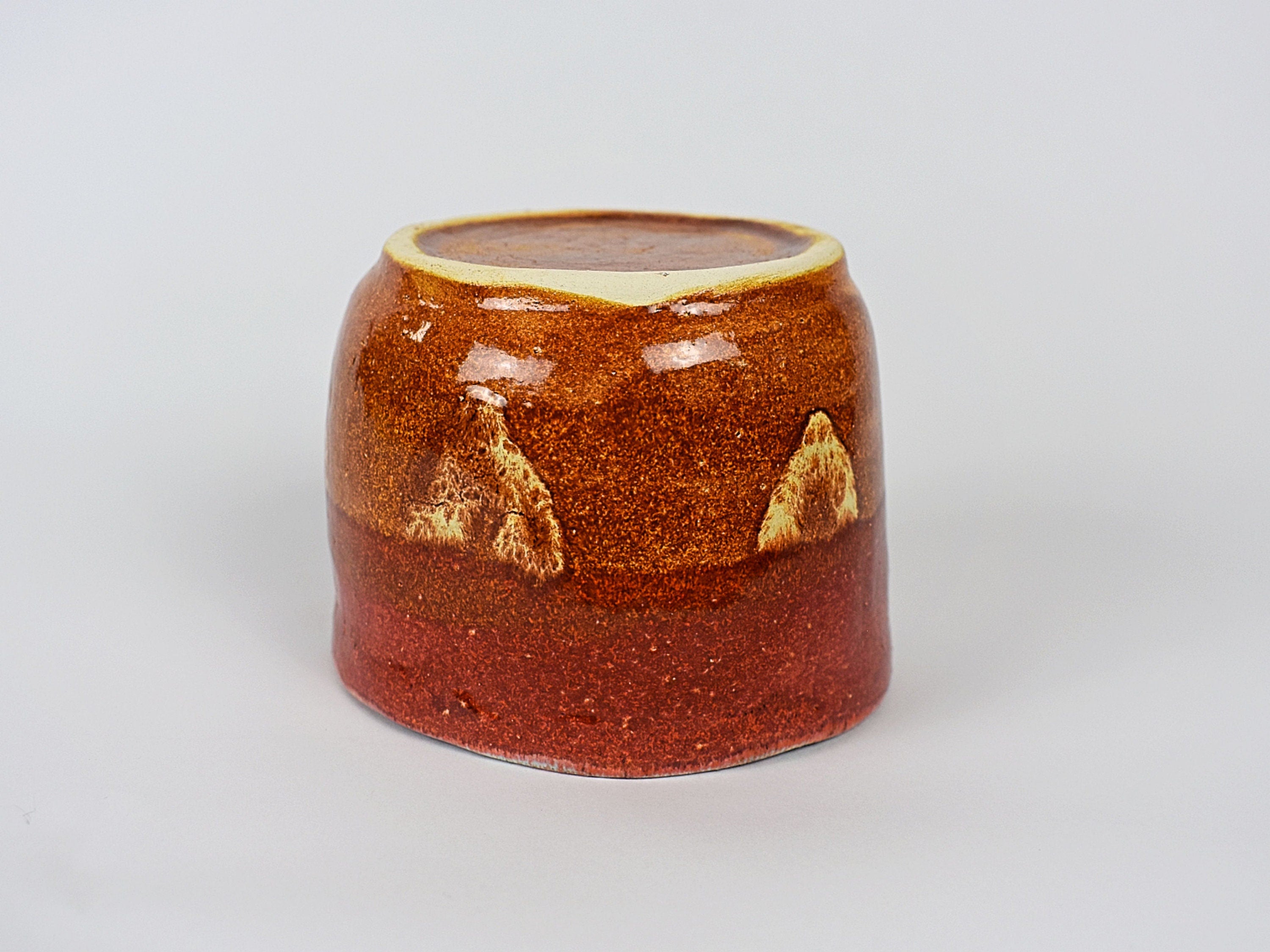 Ceramic Handbuilt Organiser, Blue And Orange Pot 11 cm x 7 cm