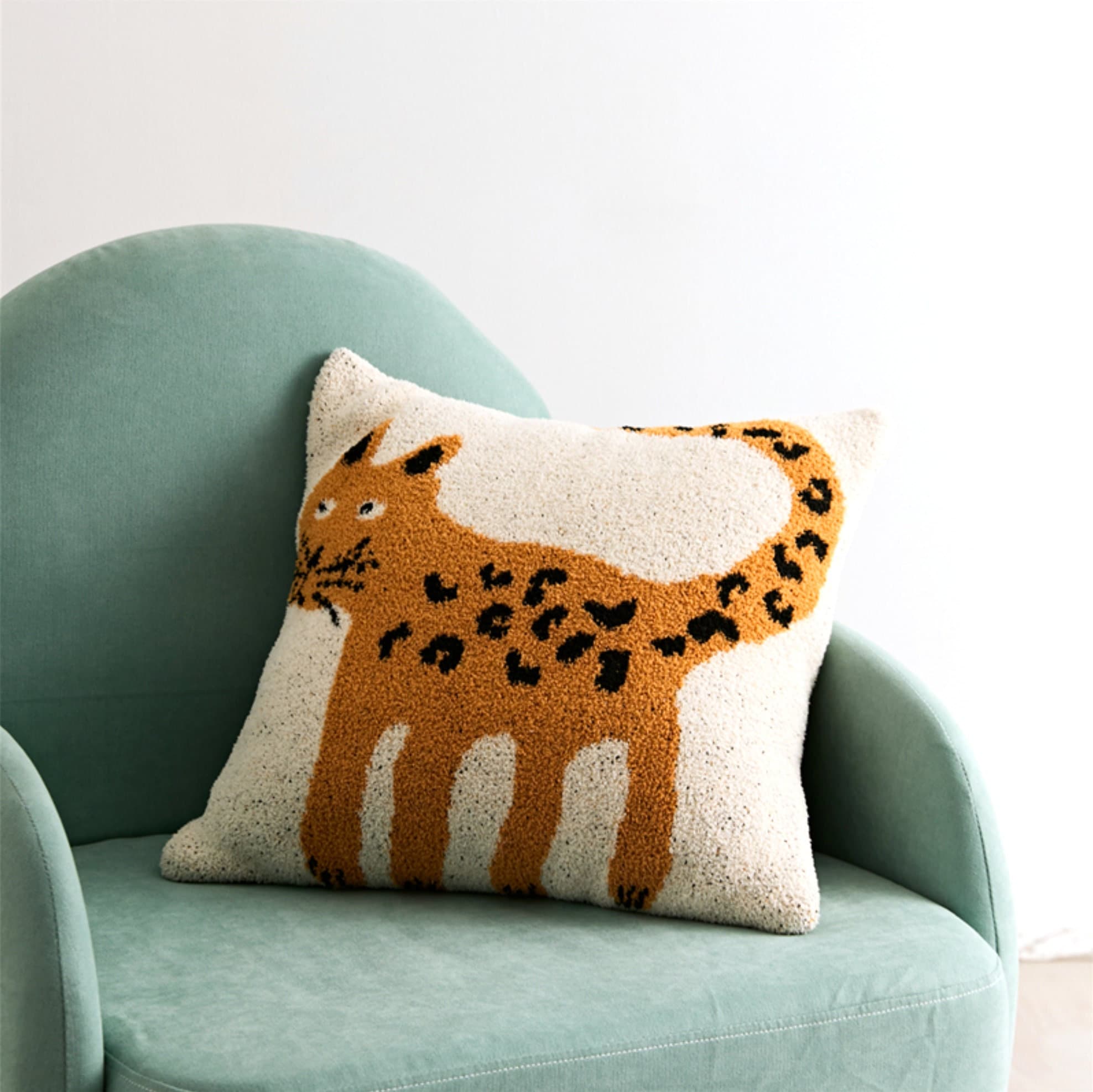 Cheeky Leopard Throw Pillow Cover – Plush Fabric
