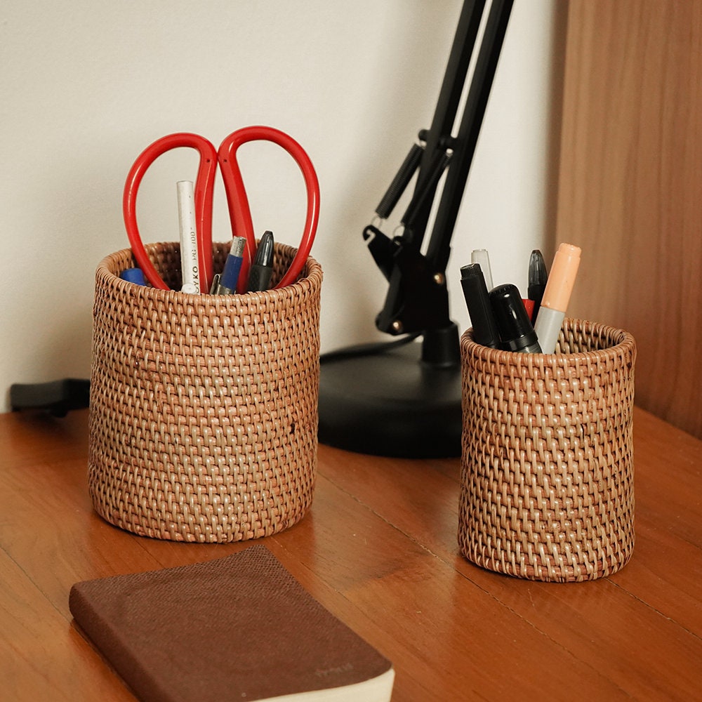 Rattan Pen Holder Set - 5 Colors