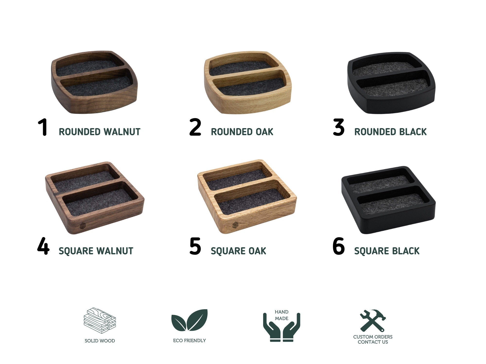 Two Chambers Wooden Organizer / Catchall Tray for Small Items