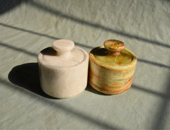 Marble Salt Cellar with Lid - Set of Two 3" Salt and Pepper Cellar, Salt Jar, Sugar Pot, Salt Box, Sugar Bowl