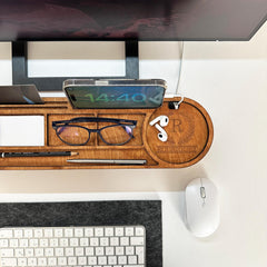 Wood Desk Organizer with Customizable Tablet and Phone Stand
