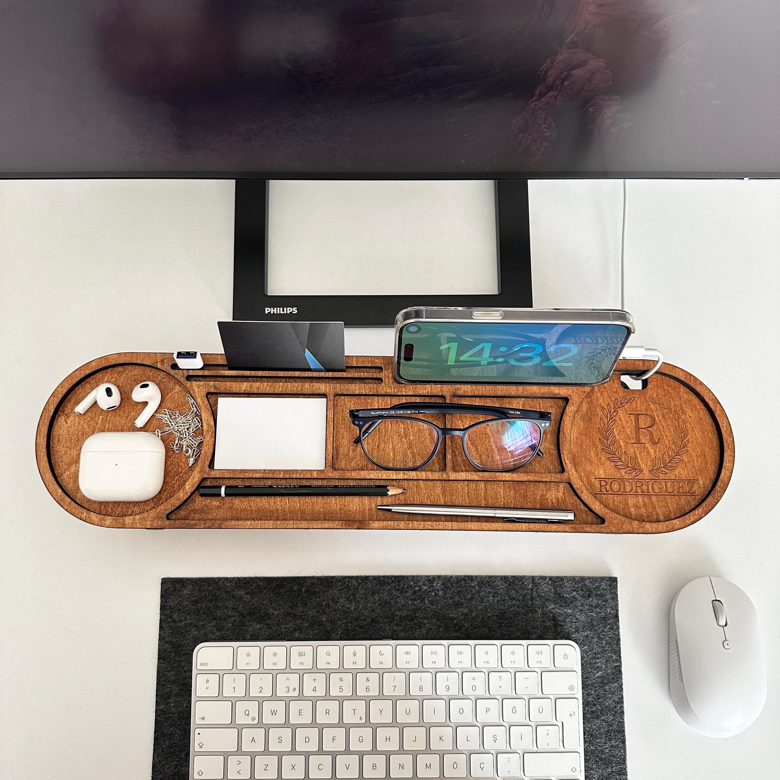 Wood Desk Organizer with Customizable Tablet and Phone Stand