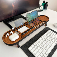 Wood Desk Organizer with Customizable Tablet and Phone Stand