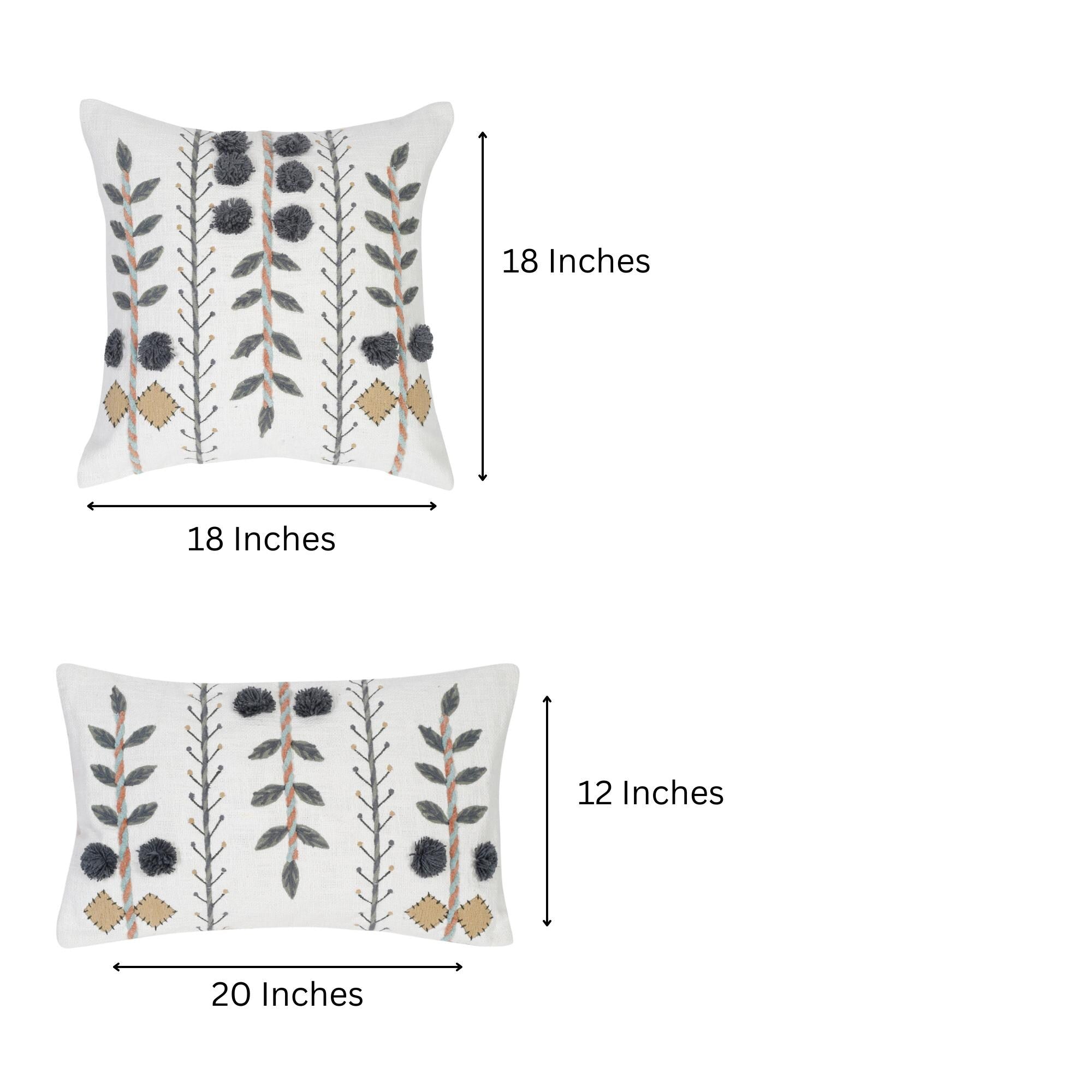 Floral Embroidered Pillow Cover: Boho Cotton Cushion