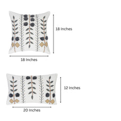 Floral Embroidered Pillow Cover: Boho Cotton Cushion