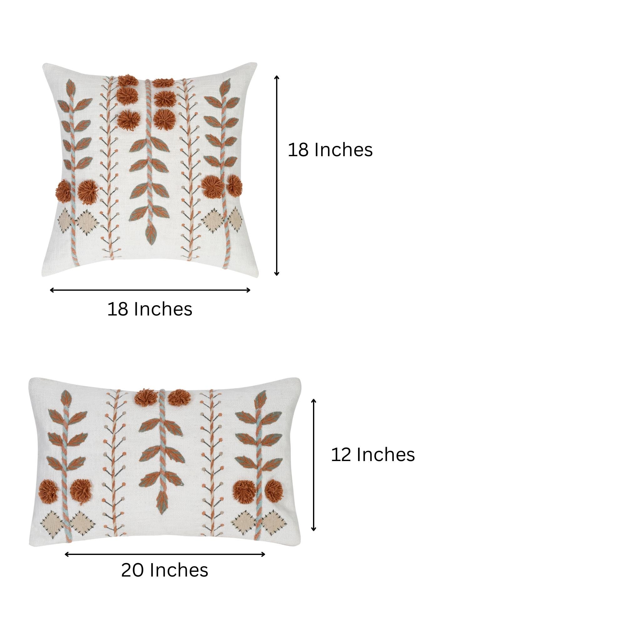 Floral Embroidered Pillow Cover: Boho Cotton Cushion
