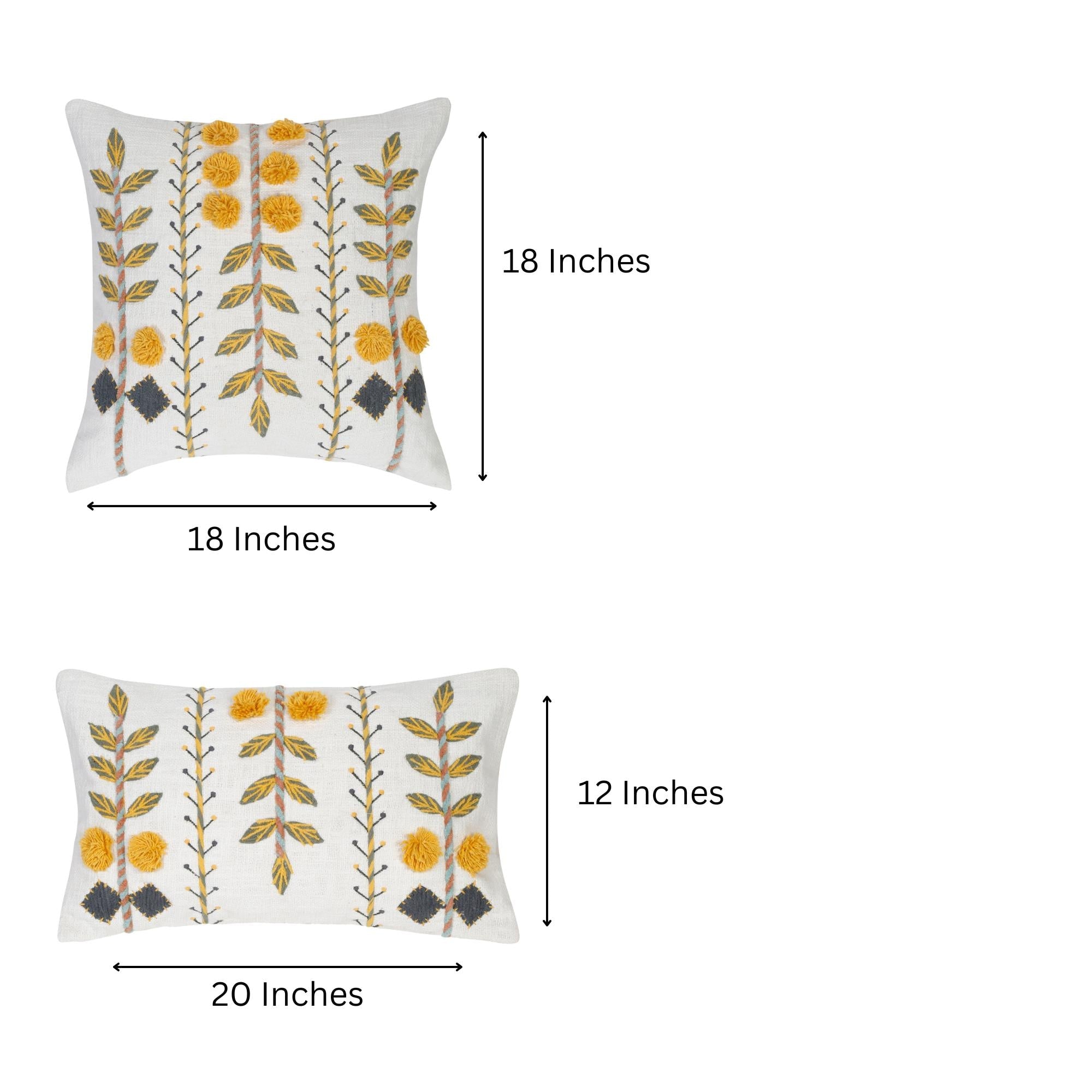 Floral Embroidered Pillow Cover: Boho Cotton Cushion