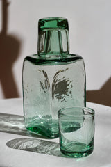 Recycled Glass Bedside Carafe Set – Turquoise Hand Blown Water Carafe