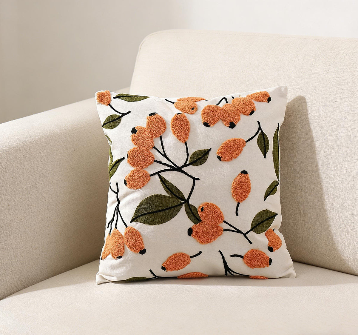 Floral Tufted Pillow Cover Embroidered Cushion Cover Throw Pillow Case Decorative Sofa Pillow