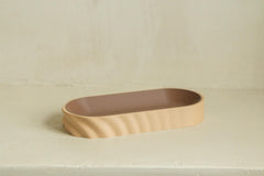 Modern Desk Organizer Set | Two-Tone Storage Box + Catchall Tray | Minimal Wave Texture