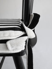 Custom Stripe Stool Cushion, Neutral Ticking Square Cushion
