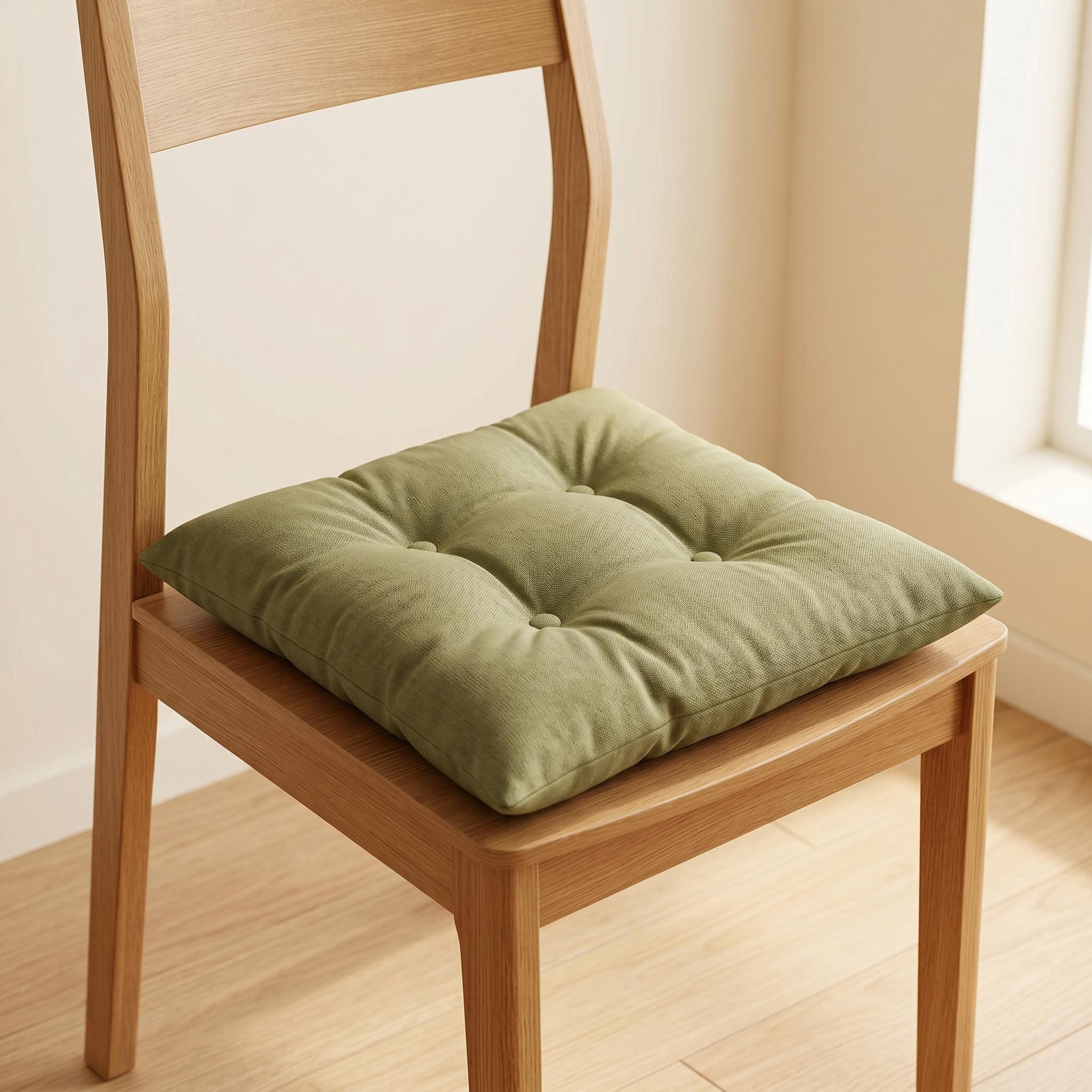 Tufted Square Chair Cushion with Ties, Soft Cotton Seat Pad