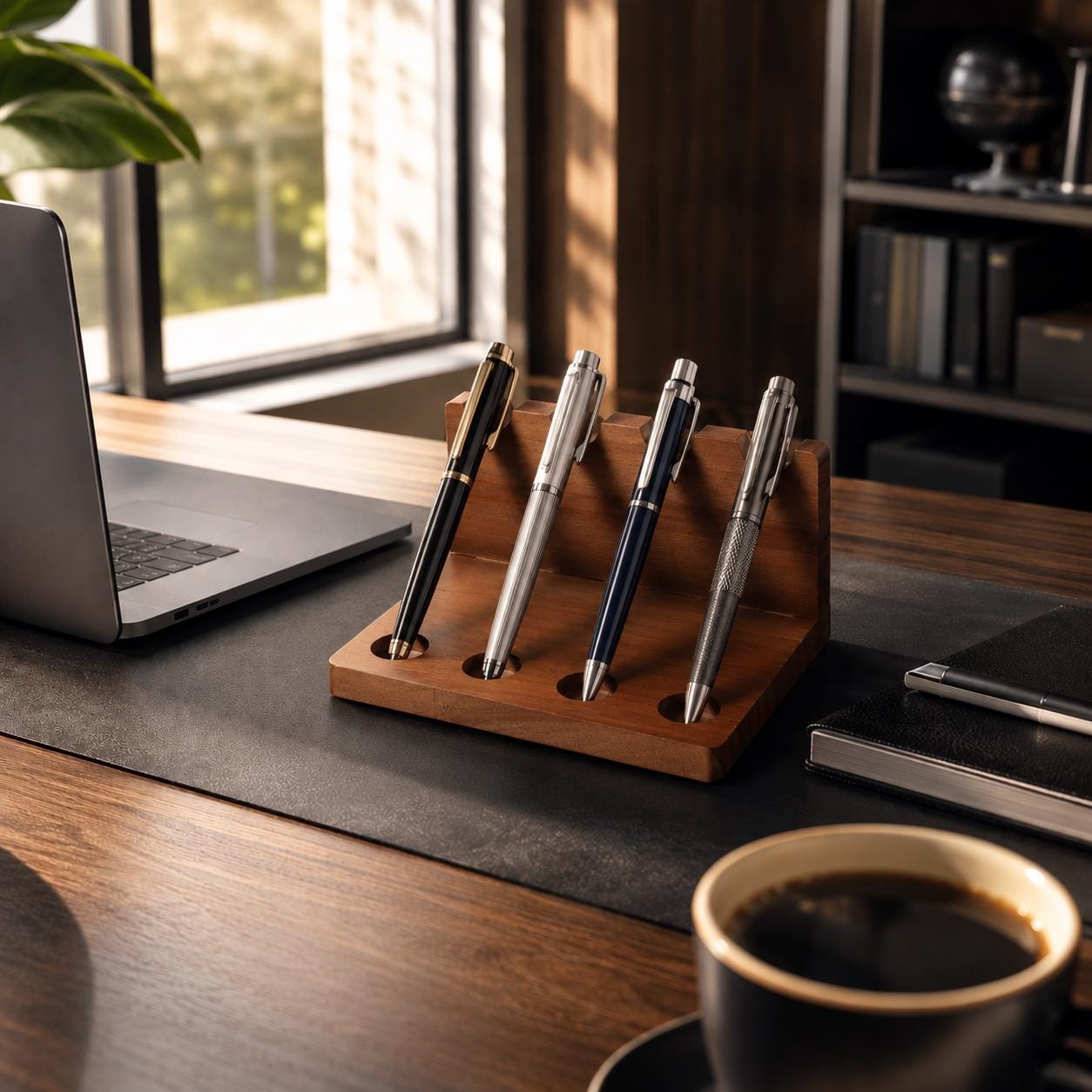 Walnut Wood Desk Organizer | Pen Holder, Office Storage Box, Minimalist Decor