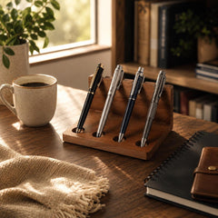 Walnut Wood Desk Organizer | Pen Holder, Office Storage Box, Minimalist Decor