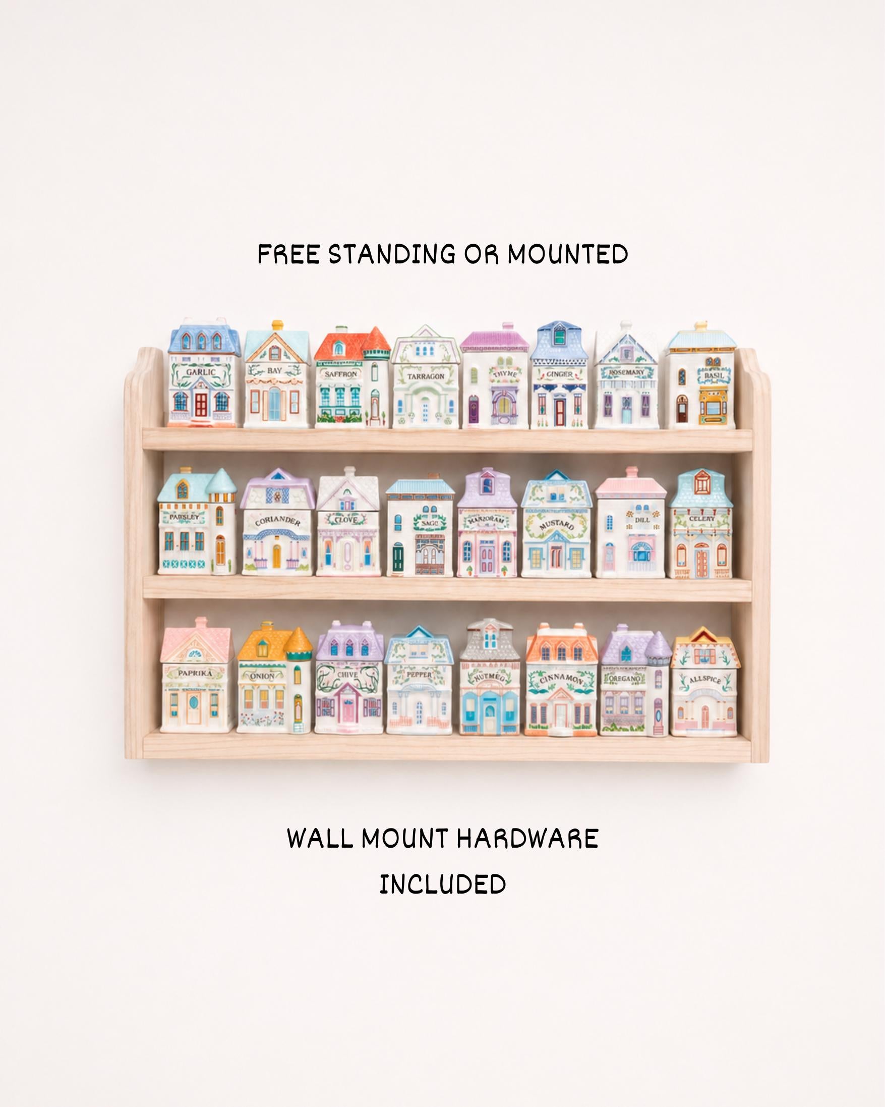 Countertop Spice Rack for Lenox Spice Village Wall Mounted Display Organizer Farmhouse Kitchen Shelf Stand