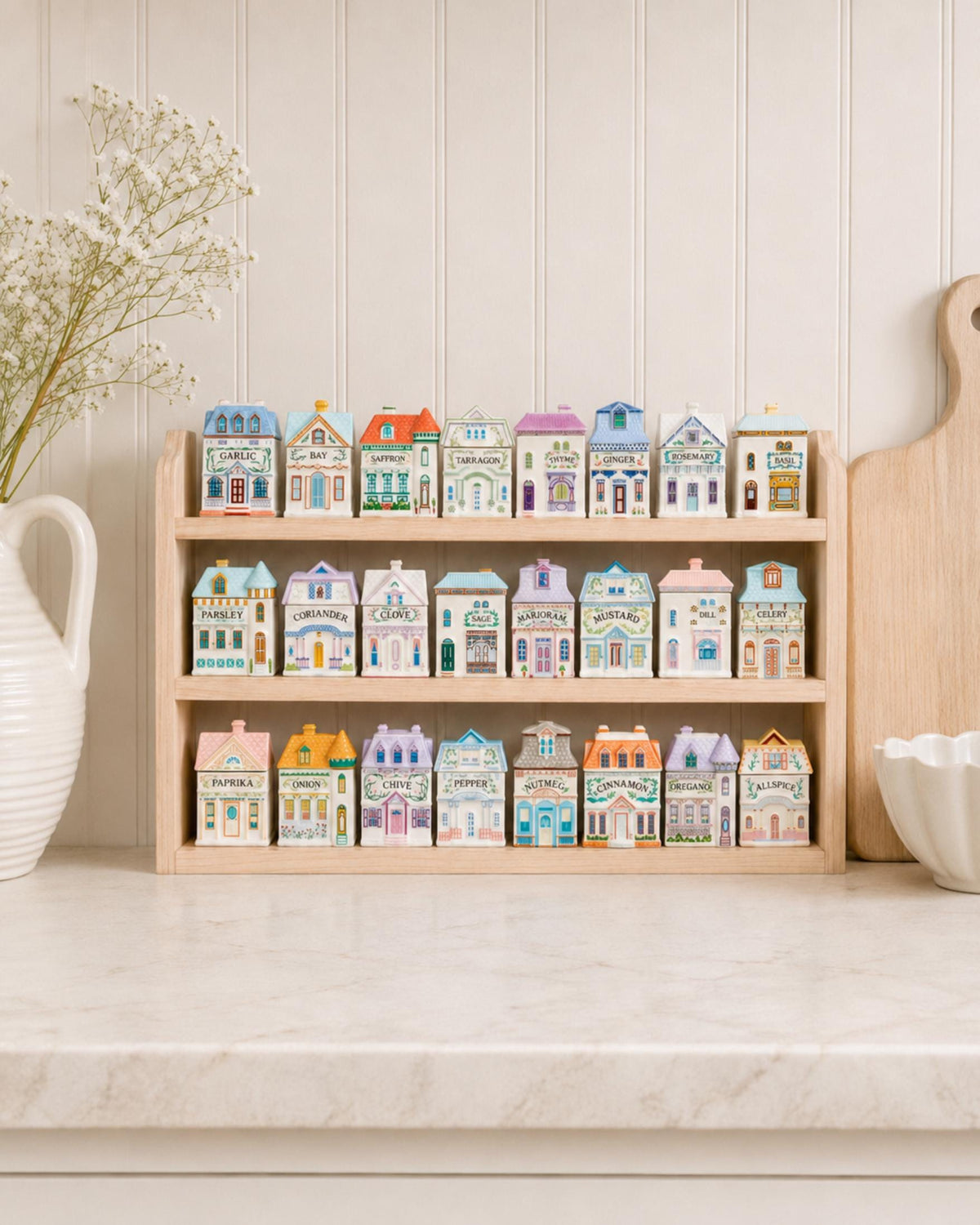 Countertop Spice Rack for Lenox Spice Village Wall Mounted Display Organizer Farmhouse Kitchen Shelf Stand
