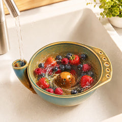 Ceramic Berry Washing Bowl with Vortex Rinsing