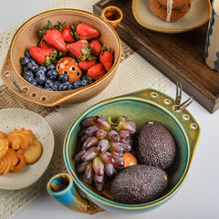 Ceramic Berry Washing Bowl with Vortex Rinsing