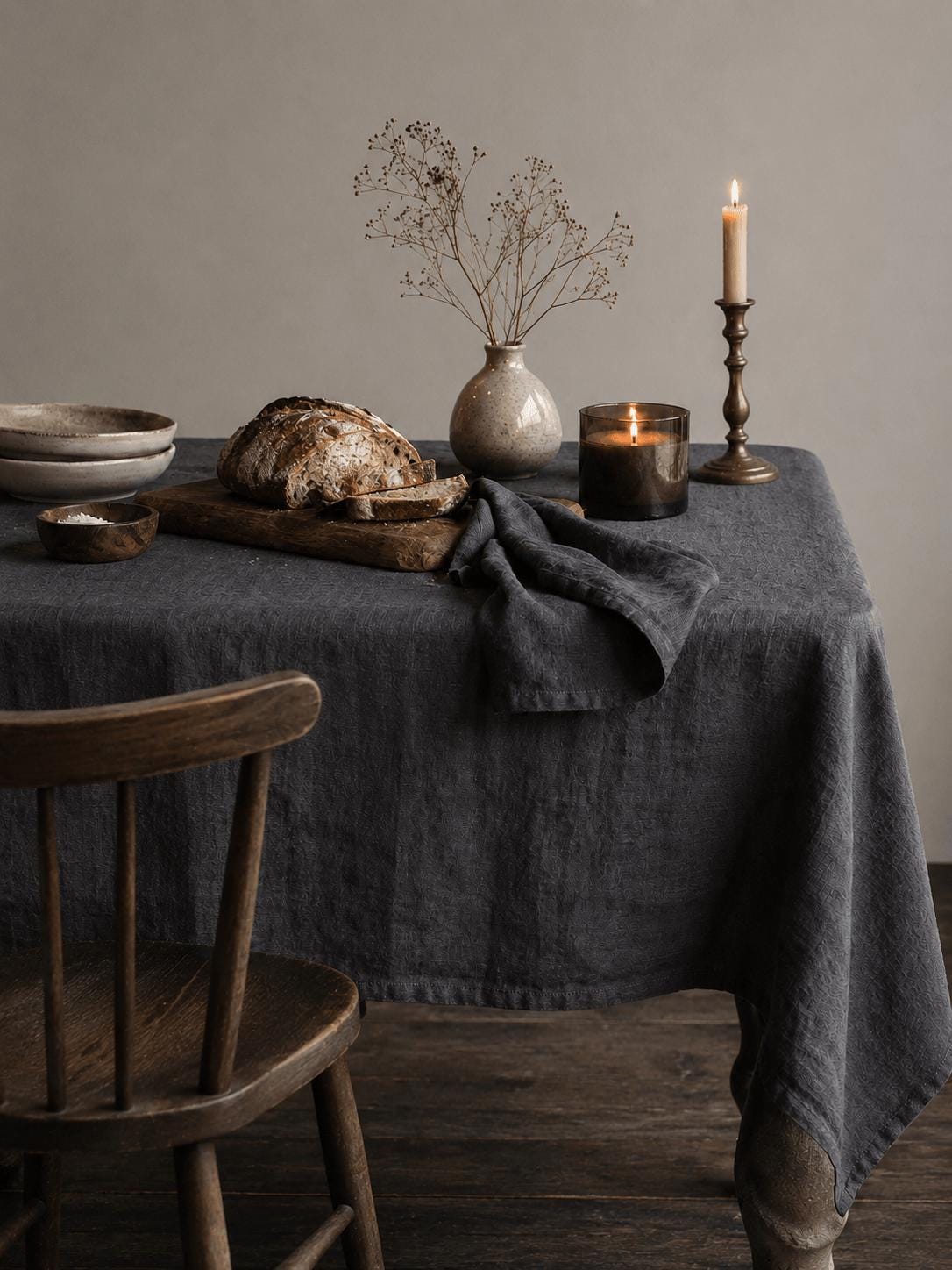 European Linen Tablecloth, Rustic Farmhouse Dining Cover, Custom Size Rectangle Round Table Linen